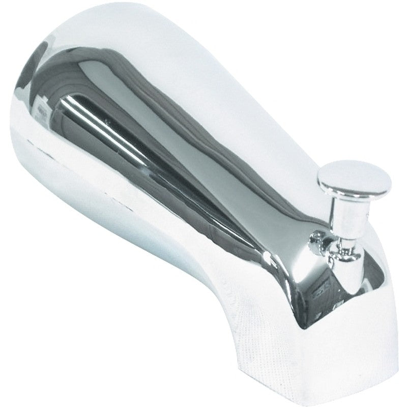 US Hardware P-526C Bathtub Spout with Diverter, 12.63 in L, 8-3/4 in W, 11-3/4 in H, 1/2 in Connection
