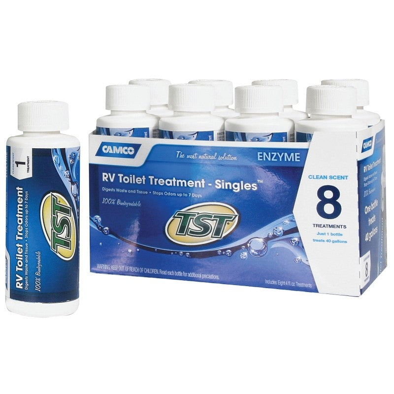 Camco USA 41501 Series RV Toilet Treatment, Clear/Translucent Blue, 4 oz Bottle, Liquid, Fresh Fragrance