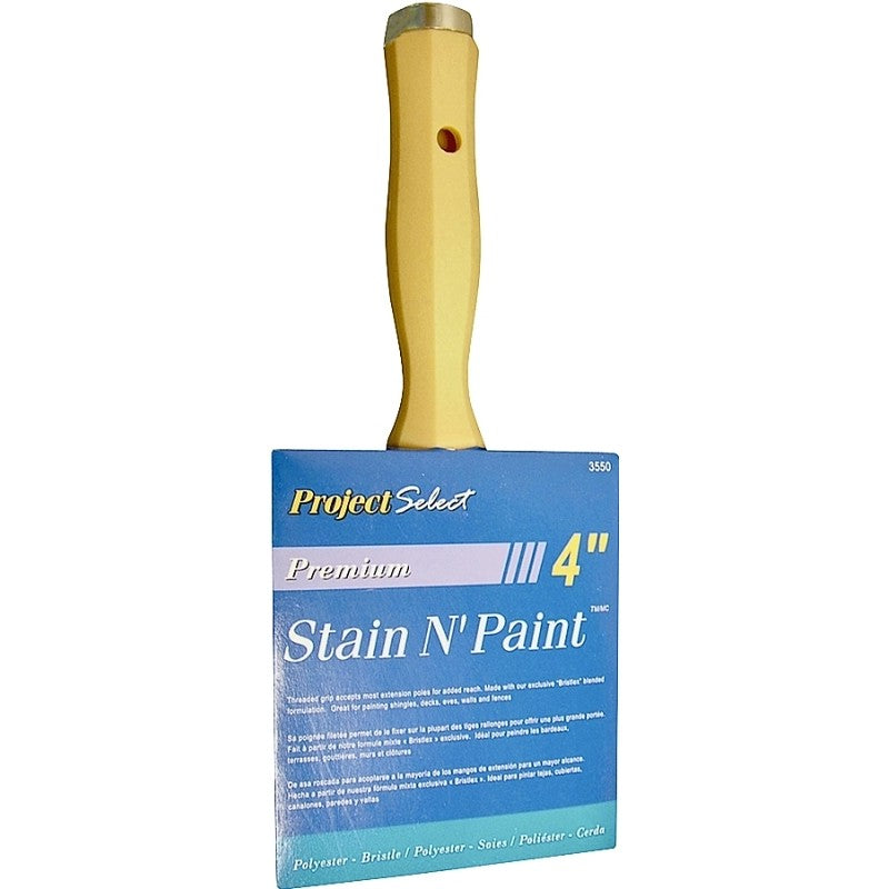 Linzer 3550-4 Paint Brush, 4 in W, 3-1/8 in L Bristle, Polyester Bristle, Threaded Handle