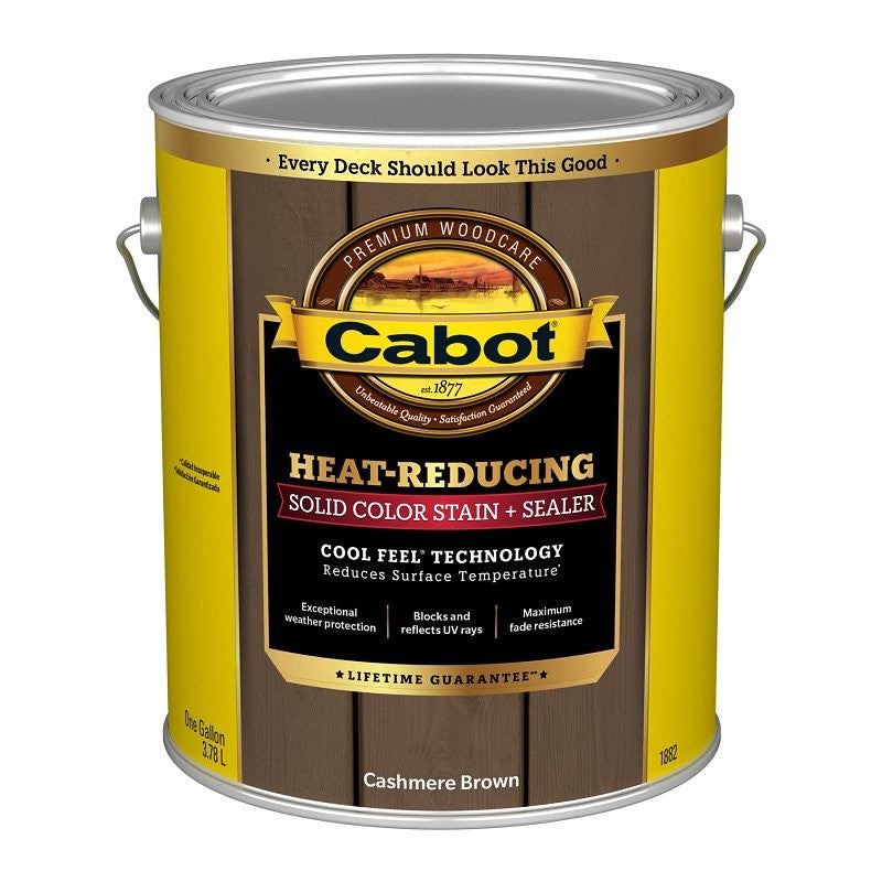 Cabot Heat-Reducing Series 140.0001882.007 Stain and Sealer, Cashmere Brown, Liquid, 1 gal Can (Pack of 4)