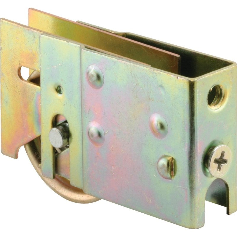 Prime-Line D 1822 Roller Assembly, 1-1/2 in Dia Roller, 5/16 in W Roller, Steel, Yellow, 1-Roller, Plain Back Mounting