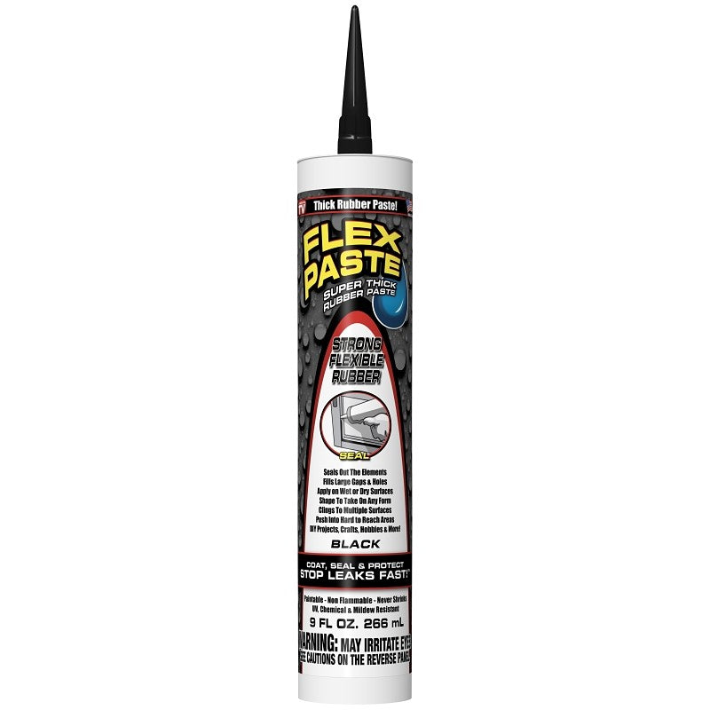Flex Paste PFSBLKR10 Rubberized Adhesive, Black, 9 oz, Cartridge