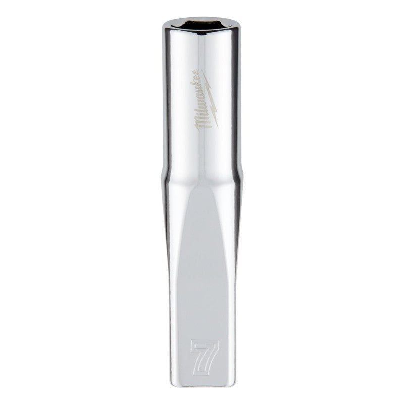 Milwaukee 45-34-9045 Socket, 7 mm Socket, Deep Socket, 2.559 in OAL, 1/4 in Drive, 6-Point, Chrome Vanadium Steel