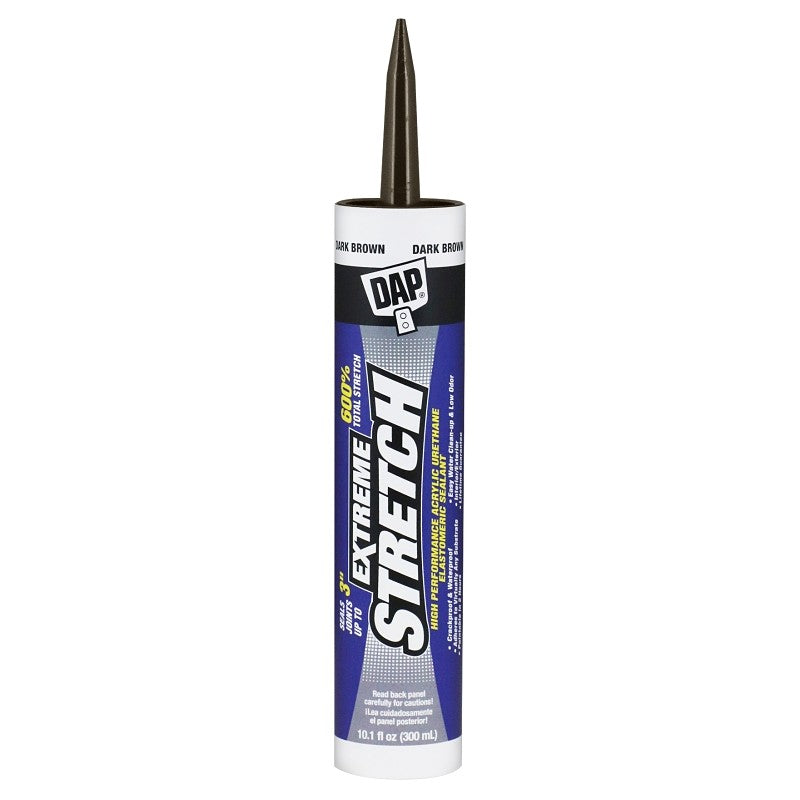 DAP EXTREME STRETCH 7079818708 Premium Elastomeric Sealant, Dark Brown, 24 hr Curing, 40 to 100 deg F, 10.1 fl-oz (Pack of 12)