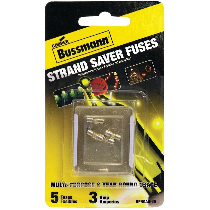 Bussmann BP/MAS-3A Fast Acting Fuse, 3 A, Glass Body