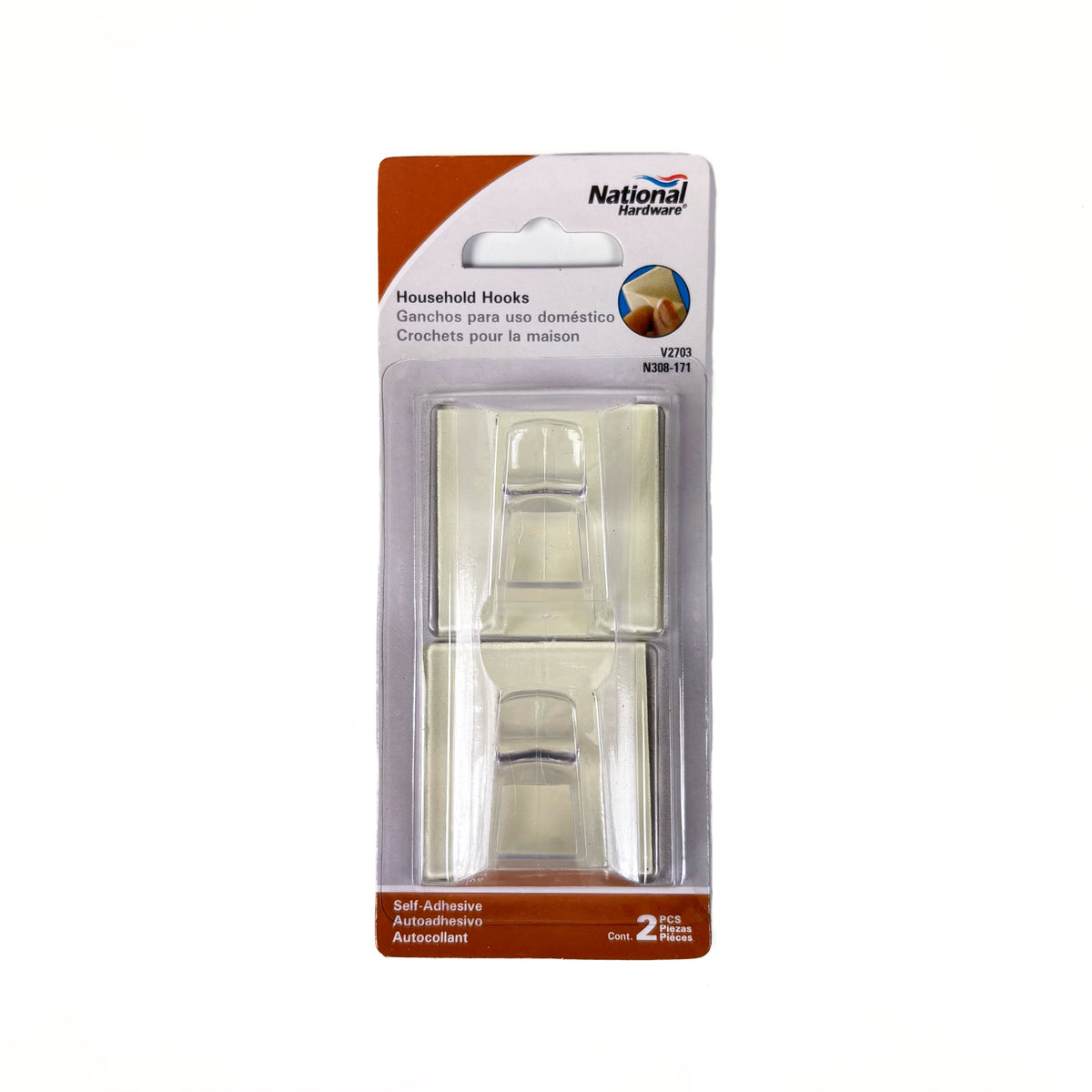 Large Plastic Adhesive Hooks Clear 2 Pack