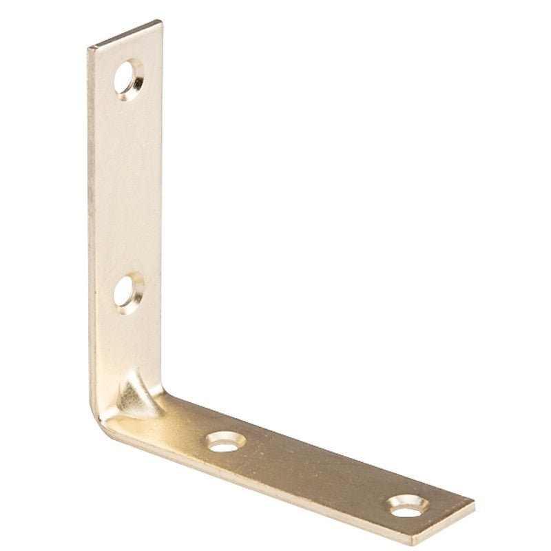 ProSource CB-S015-C4PS Corner Brace, 1-1/2 in L, 1-1/2 in W, 1/2 in H, Steel, Bright Brass, 1.8 mm Thick Material