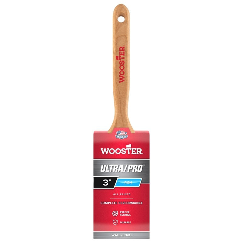 Wooster 4175-3 Paint Brush, 3 in W, 3-3/16 in L Bristle, Nylon/Polyester Bristle, Flat Sash Handle