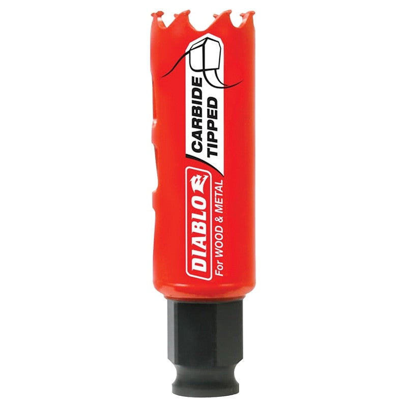 Diablo DHS1000CT GP Hole Saw, 1 in Dia, 2-3/8 in D Cutting, 3/8 in Arbor, Carbide Cutting Edge