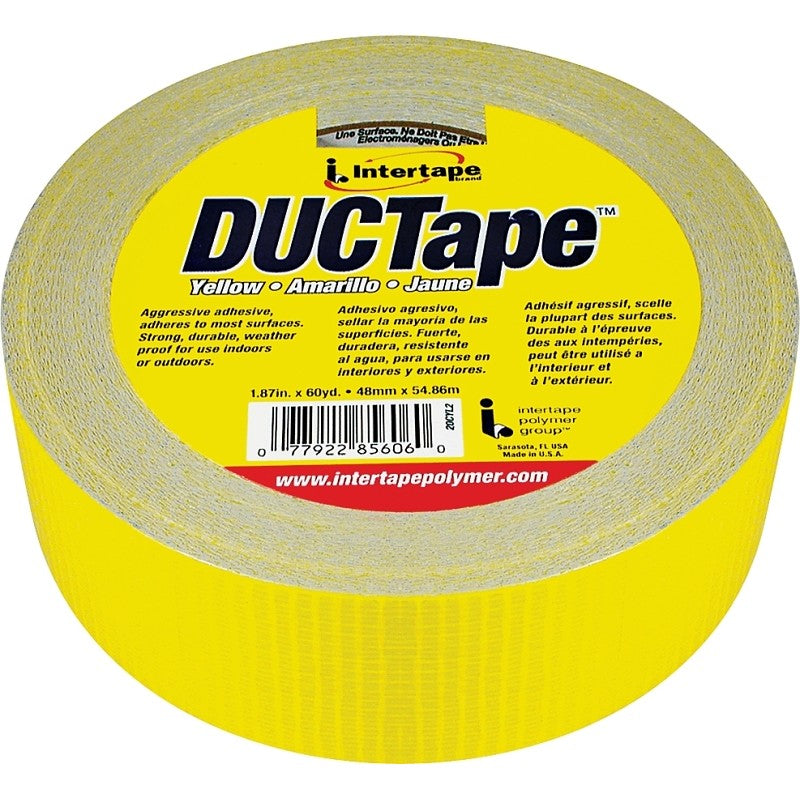 IPG 20C-Y2 Duct Tape, 60 yd L, 1.88 in W, Polyethylene-Coated Cloth Backing, Yellow