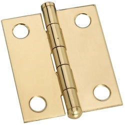 Ball Tip Hinges 1-1/2 By 1-1/4 Inch Bright Solid Brass 2 Pack (POS)