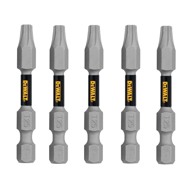 DEWALT TOUGHGRIP DWAF2TX25TG5 Screwdriver Bit, T25 Drive, Torx Drive, 1/4 in Shank, Hex Shank, 2 in L, Steel