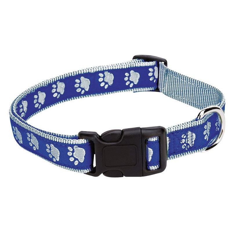 Casual Canine ZA8871 06 19 Dog Collar, 6 to 10 in L Collar, 3/8 in W Collar, Nylon, Blue, Two Tone Paw Print