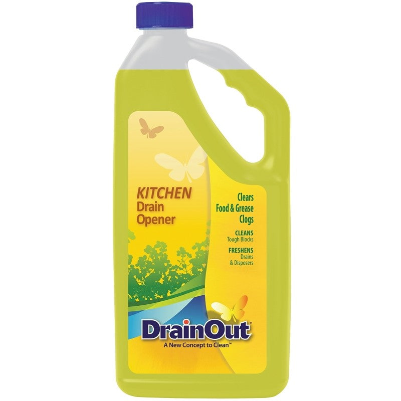 Drain OUT DOK0632N Drain Opener, Liquid, Yellow, Citrus, 32 oz, Bottle (Pack of 6)