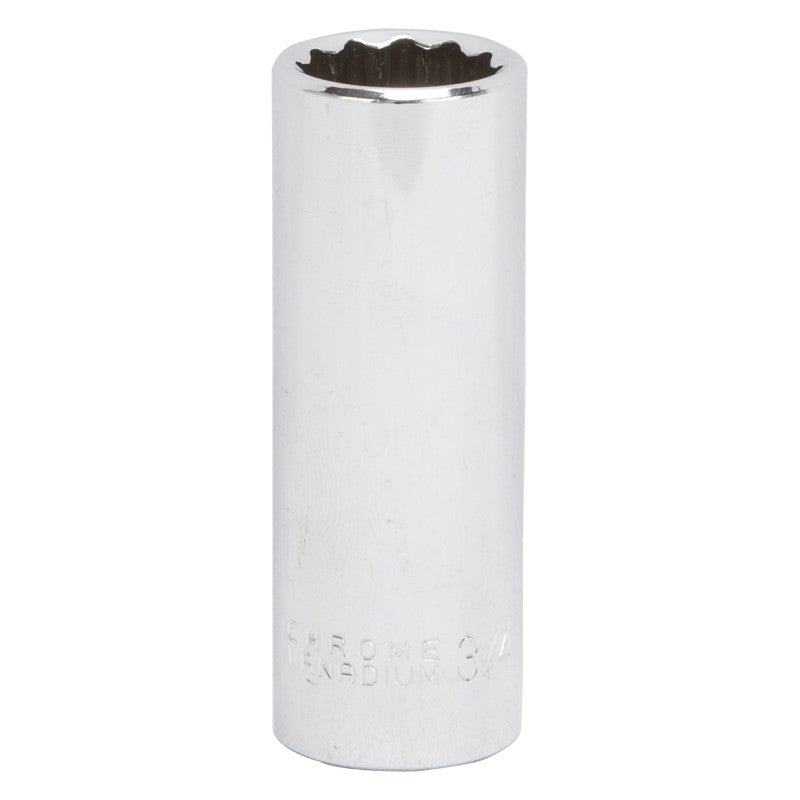 Vulcan MT6528525 Drive Socket, 3/4 in Socket, 1/2 in Drive, 12-Point, Chrome Vanadium Steel, Chrome