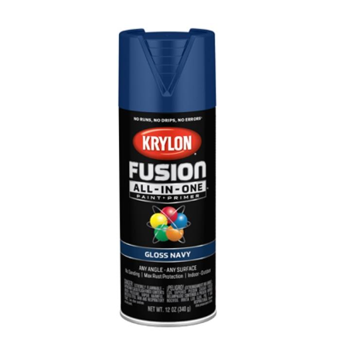 Krylon K02714007 Spray Paint, 12 oz Can, 25 sq-ft Coverage Area, Acrylic Base, Gloss, Navy, Exterior, Interior