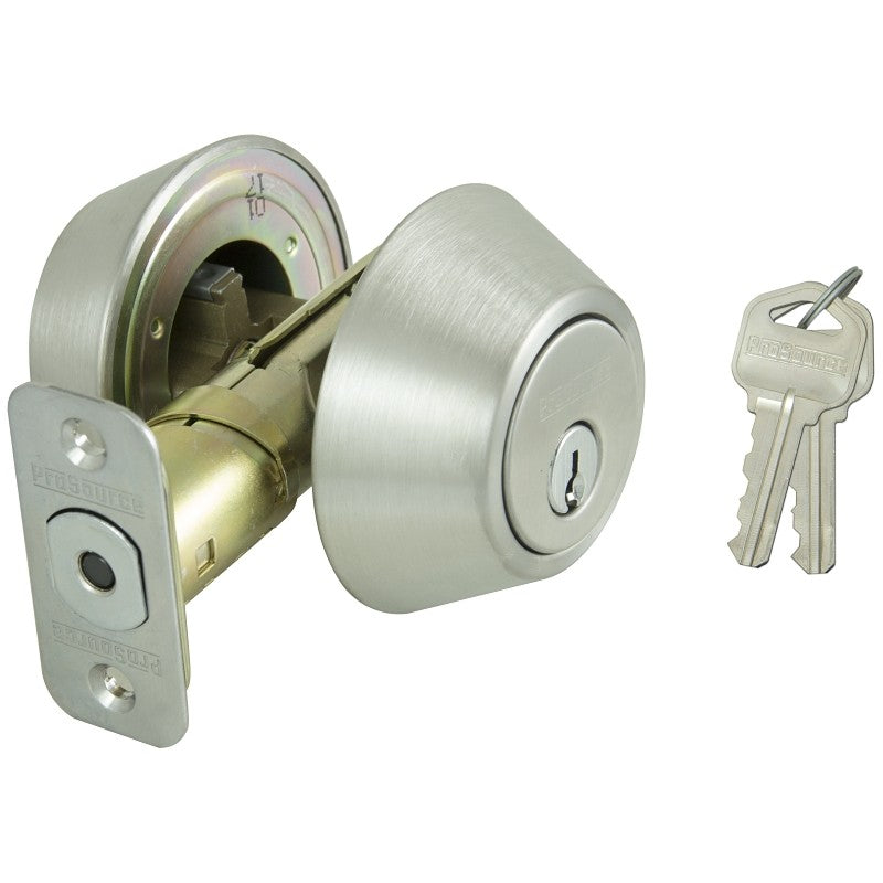 ProSource D262-RU5B Deadbolt, 3 Grade, Stainless Steel, 2-3/8 to 2-3/4 in Backset, KW1 Keyway (Pack of 3)