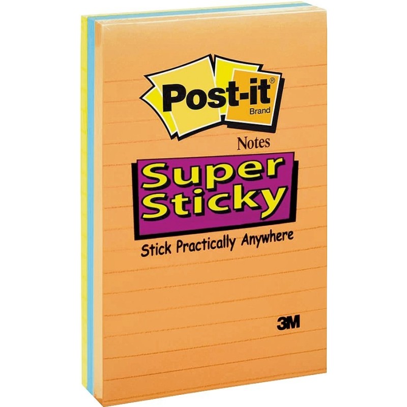 Post-it 4645-35SAN Super Sticky Note, Assorted Neon