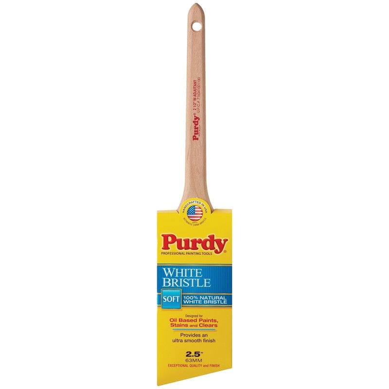 Purdy White Bristle Adjutant 144024425 Angular Trim Brush, 2-1/2 in W, 2-7/8 in L Bristle, China Hair Bristle