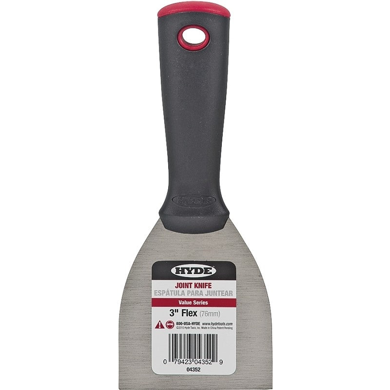 Hyde 04352 Putty Knife, 3 in W Blade, HCS Blade, Polypropylene Handle, Ergonomic Handle