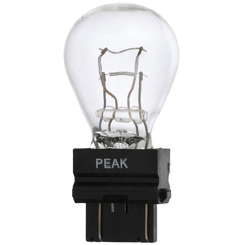 Peak 3157LL-BPP Miniature Automotive Bulb, 400 Lumens, 12.8 V, 27 W, Incandescent Lamp, Wedge, Clear