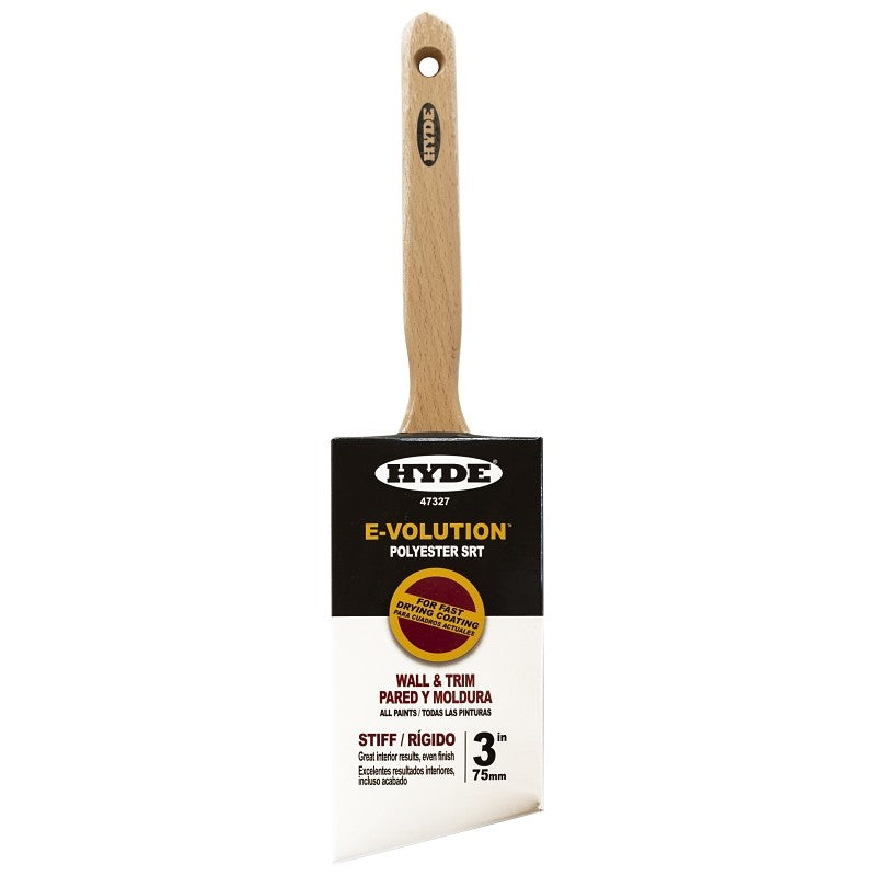 Hyde 47327 Paint Brush, Standard, Stiff Brush, 3 in L Bristle, Polyester Bristle, 6/PK