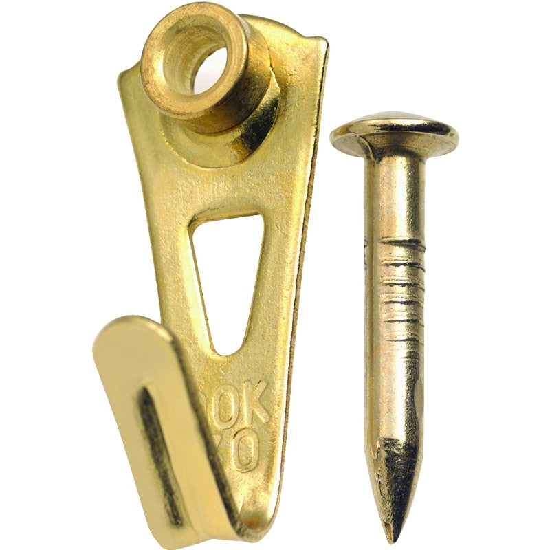 OOK 50035 Picture Hanger, 30 lb, Steel, Brass, Gold, 2/PK
