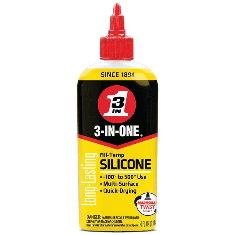 3-In-One 120008 Drip Oil, All Temp Silicone, Solvent Base, Light Brown, 4 oz Bottle, Liquid