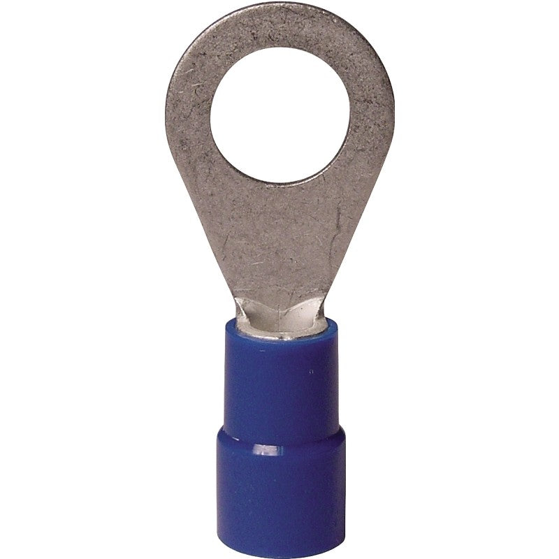 Gardner Bender 10-104 Ring Terminal, 600 V, 16 to 14 AWG Wire, #8 to 10 Stud, Vinyl Insulation, Copper Contact, Blue