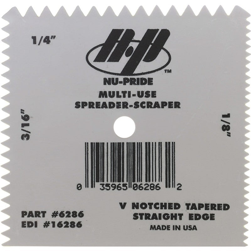 Marshalltown 6286 Spreader, 1/8, 3/16, 1/4 in Notch, 4 in W Blade, Notched Blade, Plastic Blade