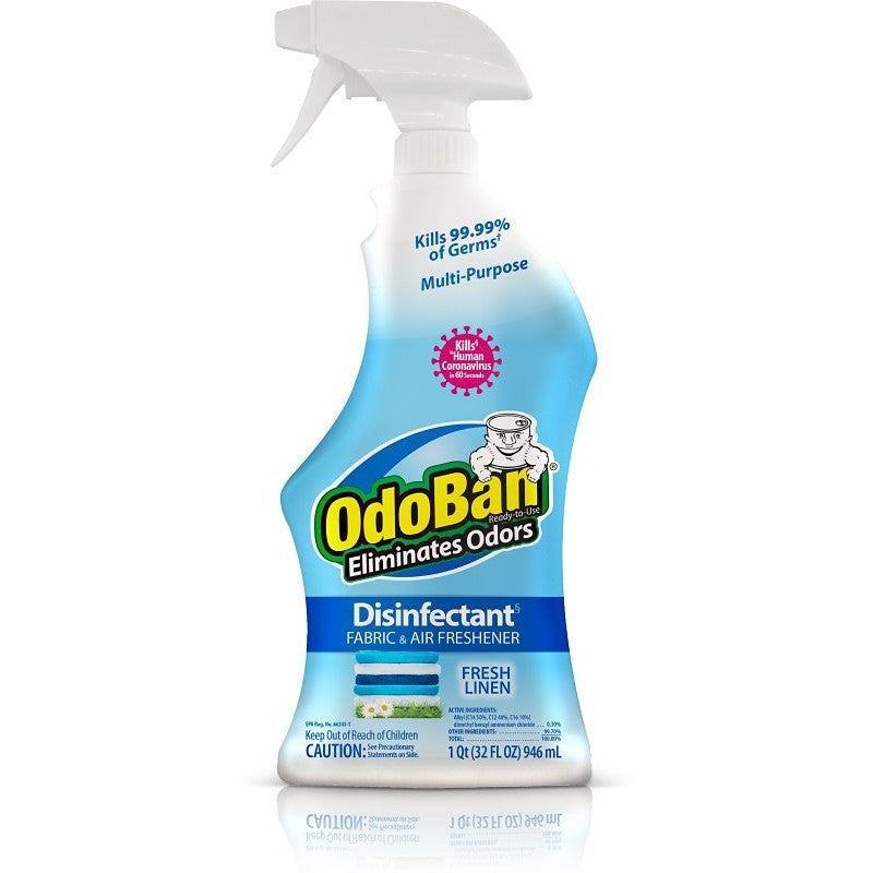 Odoban 910701-Q6 Air Freshener Disinfectant, 32 oz Spray Bottle, Liquid, Fresh Linen, Clear (Pack of 6)