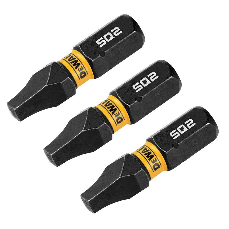 DEWALT FlexTorq DWAF1SQ2IR3 Impact Screwdriver Bit, #2 Drive, Square Drive, 1/4 in Shank, Hex Shank, 1 in L, Steel