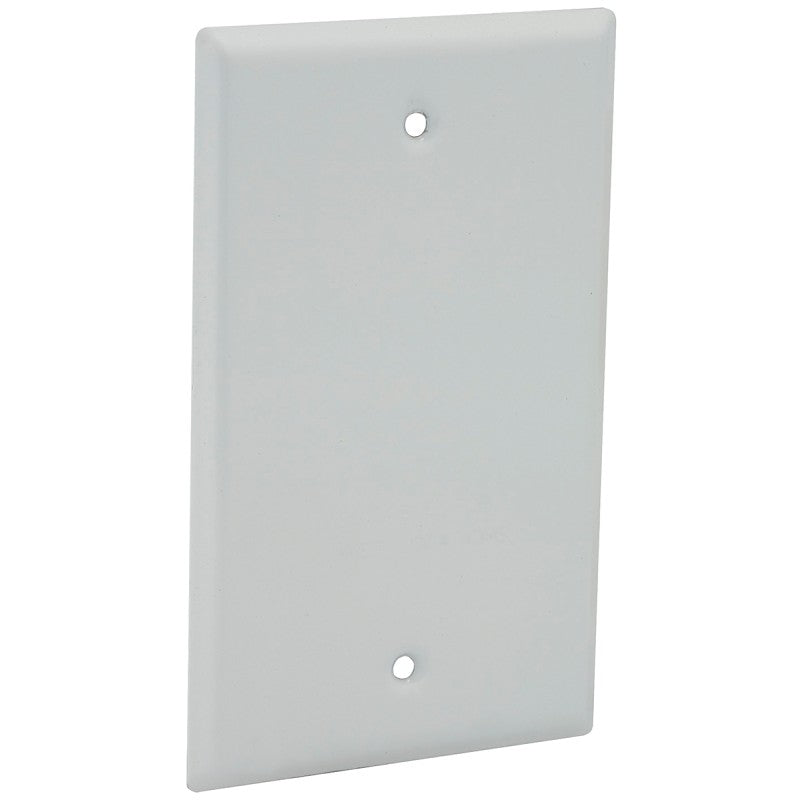 Hubbell 5173-1 Cover, Blank, Flat, 4-17/32 in L, 2-25/32 in W, 1-Gang, Metal, White, Powder-Coated, 50/CT