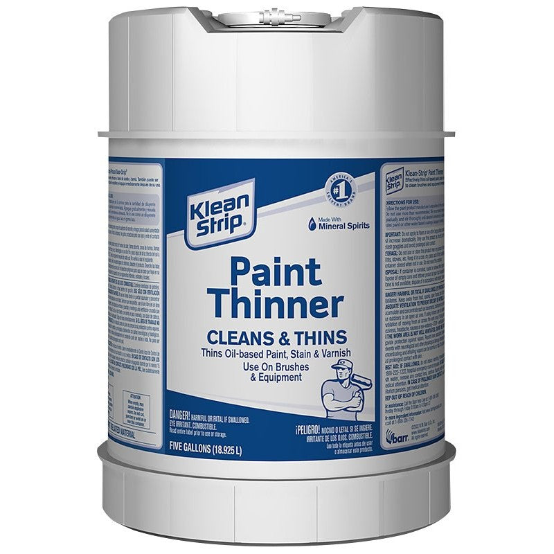 Klean Strip CKPT94402CA Paint Thinner, Liquid, Aromatic Hydrocarbon, Water White, 5 gal, Can