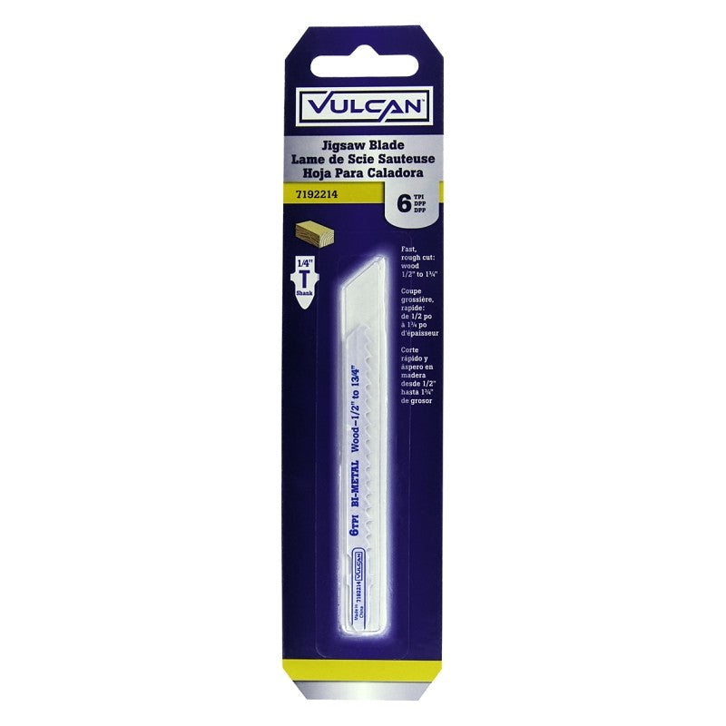 Vulcan 823491OR Jig Saw Blade, 2-3/4 in L, 6 TPI, HSS Tooth Cutting Edge