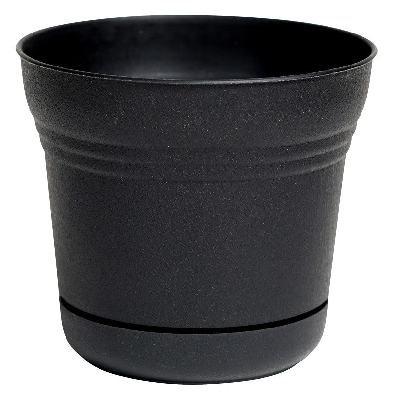Bloem SP1200 Planter, 12.3 in Dia, 10.8 in H, Round, Plastic, Black, Matte