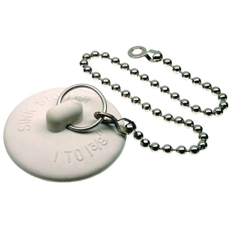 Danco 80784 Sink Stopper, Rubber, White, For: 1 to 1-3/8 in Drain, Universal Sink