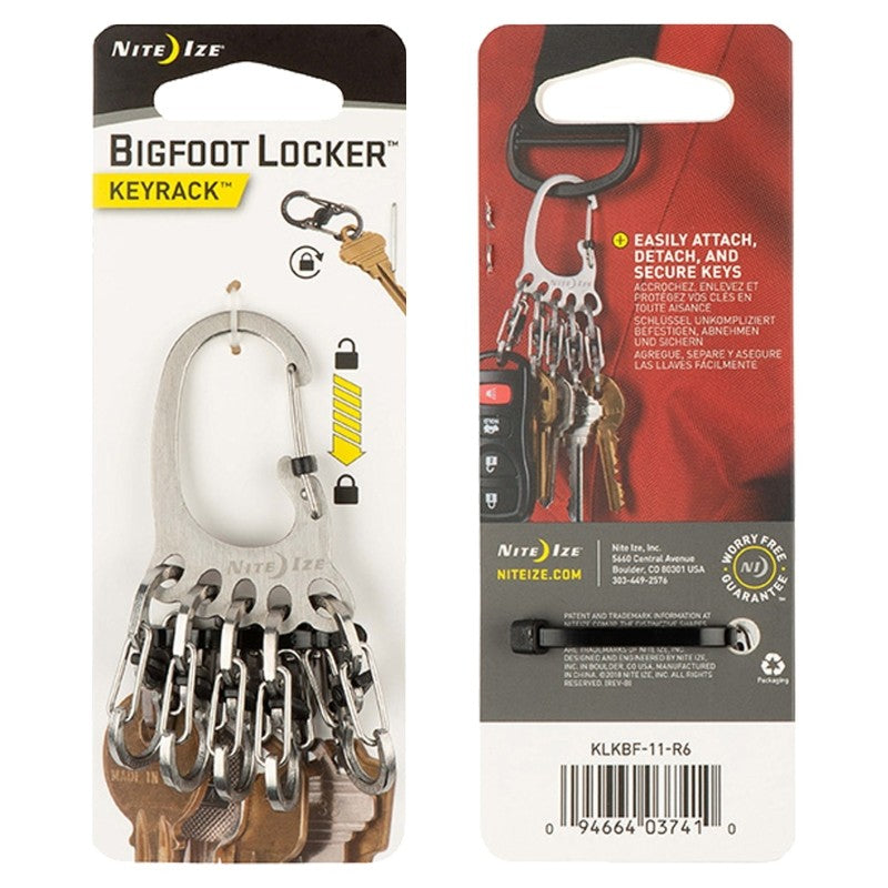 Nite Ize BigFoot Locker KLKBF-11-R6 Key Rack, Stainless Steel Case