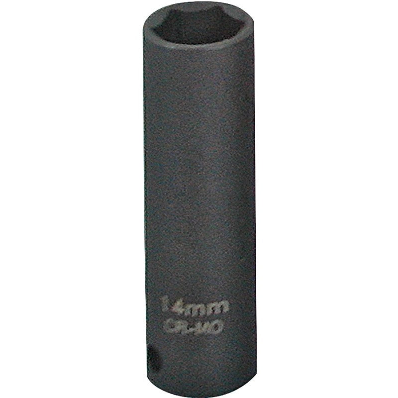 Vulcan MT6580144 Deep Impact Socket, 14 mm Socket, 3/8 in Drive, Deep Drive, 6-Point, Chrome Molybdenum Steel