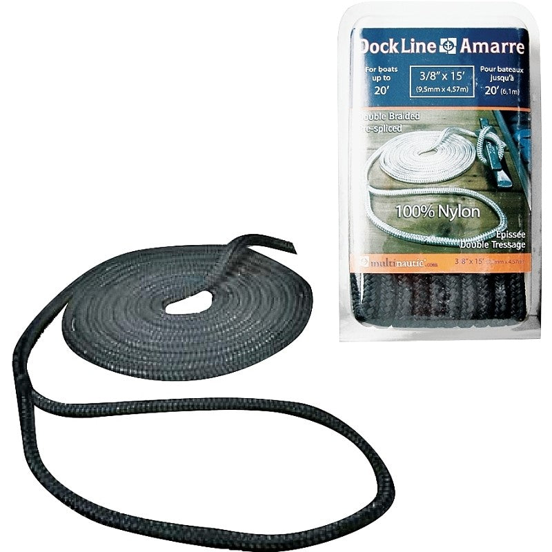 Multinautic 34901 Pre-Spliced Dock Line, Nylon, Black