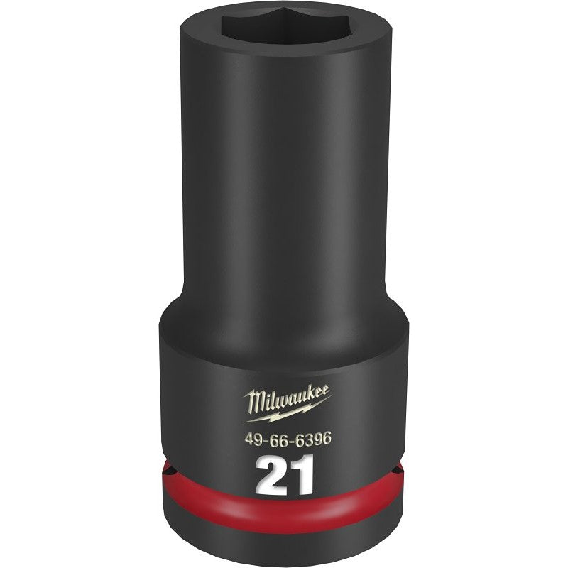 Milwaukee SHOCKWAVE Impact Duty 49-66-6396 Impact Socket, 21 mm Socket, Deep D Socket, 90 mm OAL, 3/4 in Drive, 6-Point