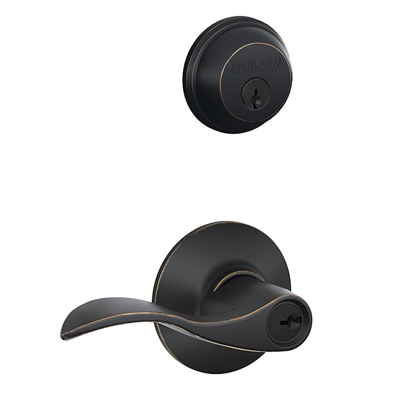 Schlage FB Series FB50NVACC716 Entry Lever, Mechanical Lock, Aged Bronze, Metal, Residential, 1 Grade