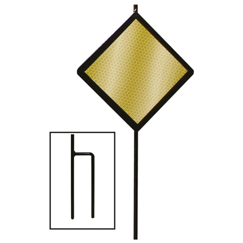 Hy-Ko DMD80048A Road Marker, Steel Post, 6 in H Reflector, Amber Reflector (Pack of 12)