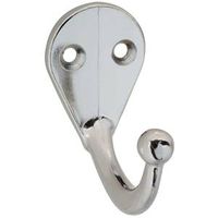 Single Clothes Hook Chrome Finish 2 Pack