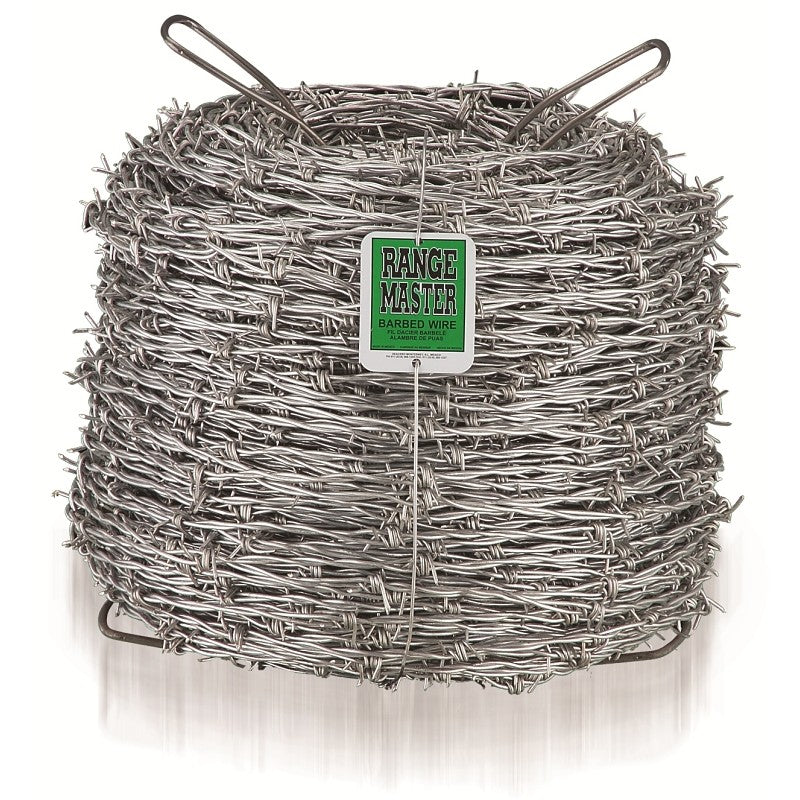 Rangemaster Commercial Class 7125 Barbed Wire, 1320 ft L, 12-3/4 Gauge, 5 in Points Spacing, Zinc