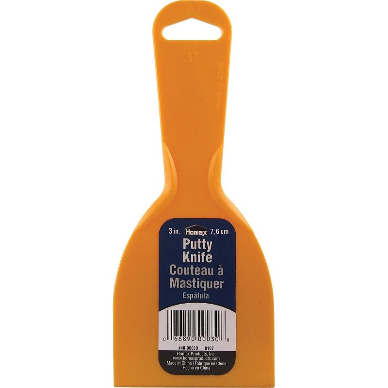 Homax 40-00030 Putty Knife, 3 in W Blade, Polystyrene Blade, Polystyrene Handle