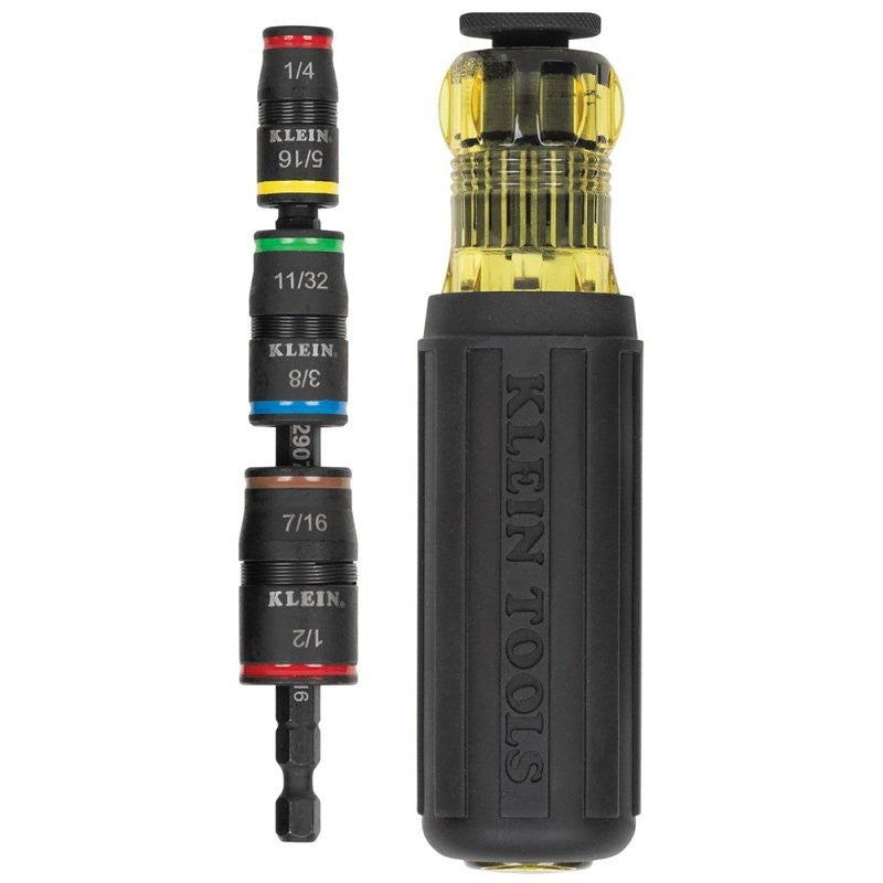 Klein Tools 32900 7-in-1 Impact Flip Socket with Handle, 1/4 in Drive, 7 in OAL, Magnetic