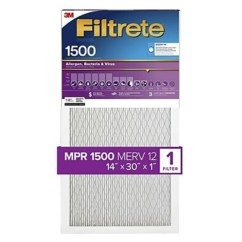 Filtrete 2024DC-4 Air Filter, 30 in L, 14 in W, 12 MERV, 1500 MPR, For: Air Conditioner, Furnace and HVAC System (Pack of 4)