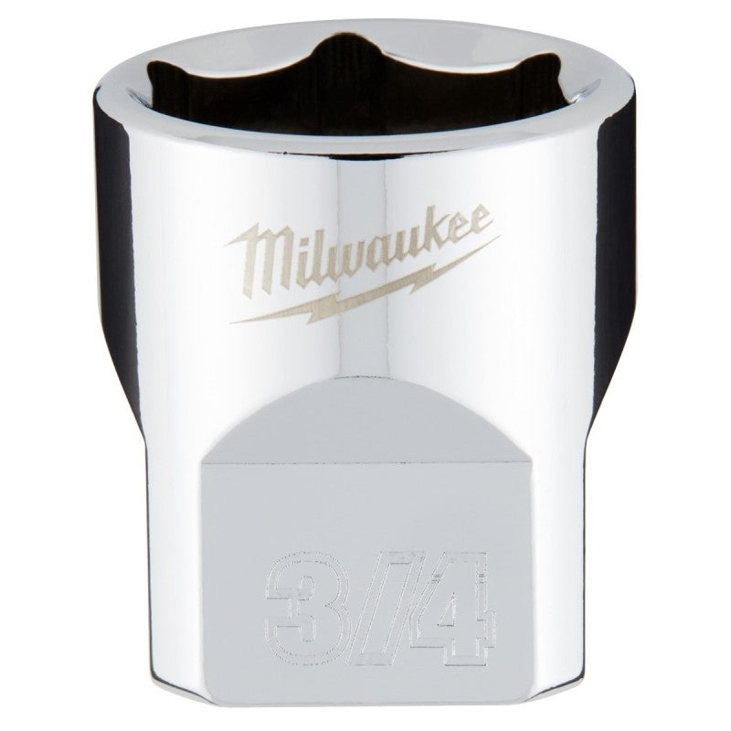 Milwaukee 45-34-9068 Socket, 3/4 in Socket, Standard Socket, 3.543 in OAL, 3/8 in Drive, 6-Point, Chrome Vanadium Steel