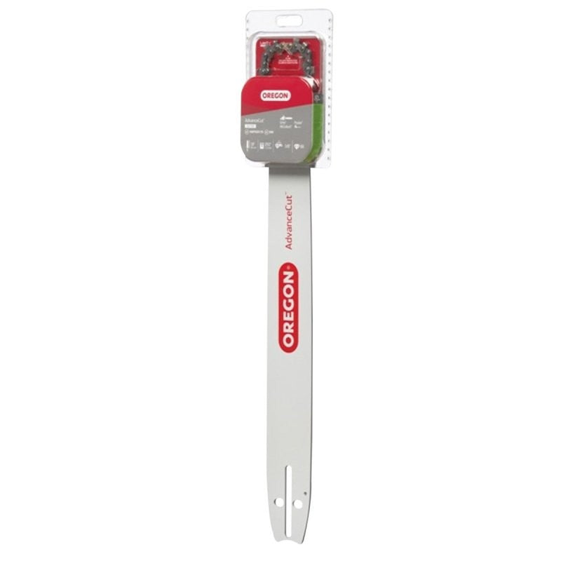 Oregon AdvanceCut 30159 Bar and Chain Combo, Small Bar Nose Radius, 66-Drive Link, 72V Chain, 3/8 in TPI/Pitch